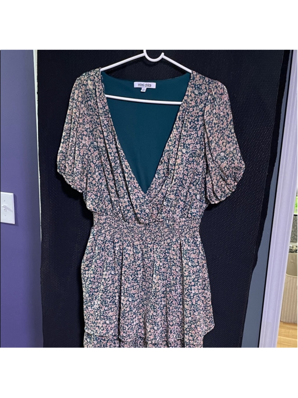 Mimi Chica Floral Mini Dress - Pink and Blue